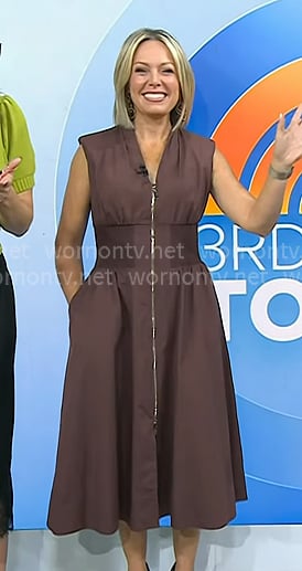Dylan's brown zip front v-neck dress on Today