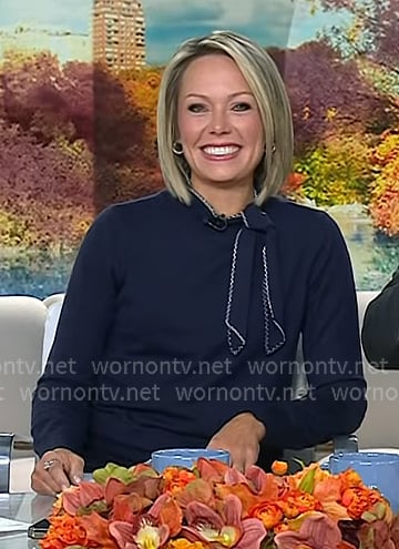 Dylan’s navy tie neck sweater on Today