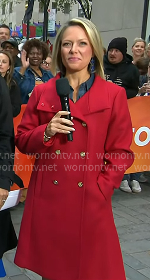 Dylan's red double breasted coat on Today