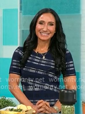 Elizabeth Werner's blue checked asymmetric dress on CBS Mornings