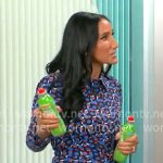 Elizabeth Werner’s blue printed jumpsuit on CBS Mornings