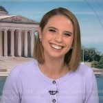 Elizabeth’s lilac cardigan on Good Morning America Elizabeth’s lilac cardigan on Good Morning America