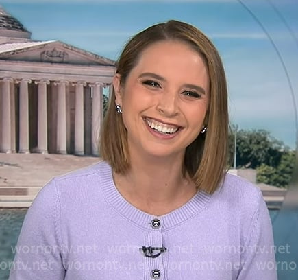 Elizabeth's lilac cardigan on Good Morning America