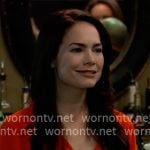 Elizabeth’s red dot jacquard top on General Hospital