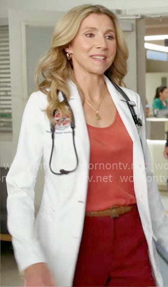 Elliot's red scoop neck top on Scrubs