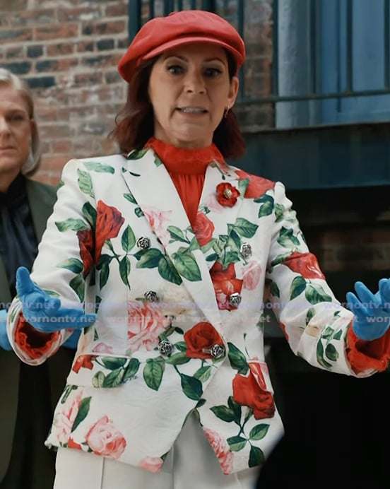Elsbeth’s white floral print blazer on Elsbeth