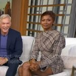 Emayatzy Corinealdi's grey plaid mini dress on Good Morning America Emayatzy Corinealdi's grey plaid mini dress on Good Morning America