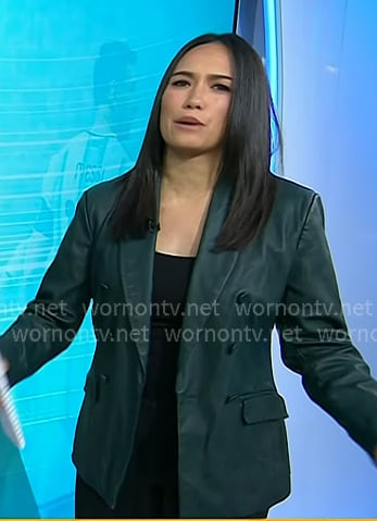 Emilie’s green leather blazer on Today