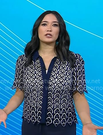 Emilie's navy lace short sleeve top on Today