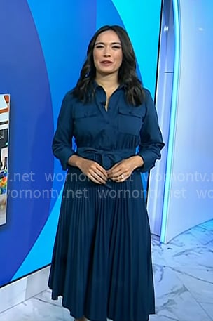 Emilie’s navy pleated shirtdress on Today