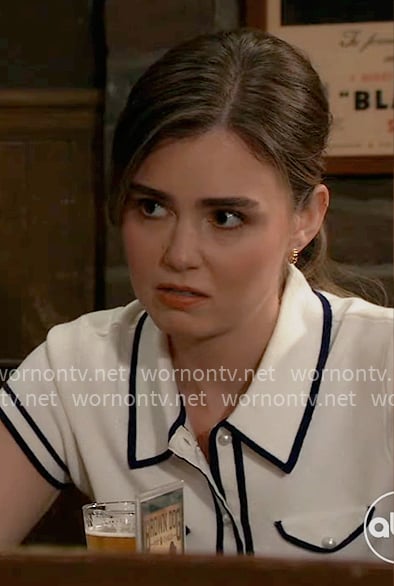 Emma's white top with contrasting trims on General Hospital