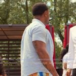 Eric’s blue printed beach shorts on Reasonable Doubt