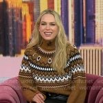 Erin Foster’s brown fair isle sweater and black leather skirt on Today