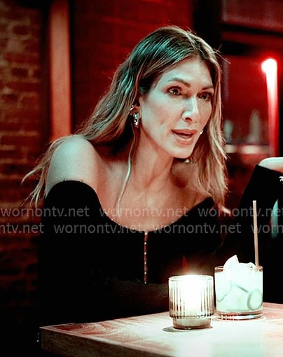 Erin's black hook and eye top on The Real Housewives of New York City