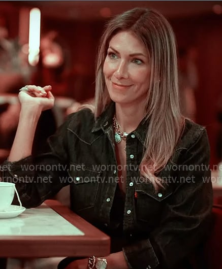 Erin’s weatern denim jacket on The Real Housewives of New York City Erin’s weatern denim jacket on The Real Housewives of New York City