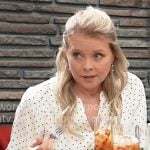 Felicia's white polka dot blouse on General Hospital Felicia's white polka dot blouse on General Hospital