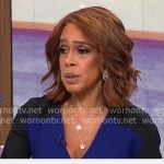 Gayle King’s blue and black colorblock dress on CBS Mornings Gayle King’s blue and black colorblock dress on CBS Mornings