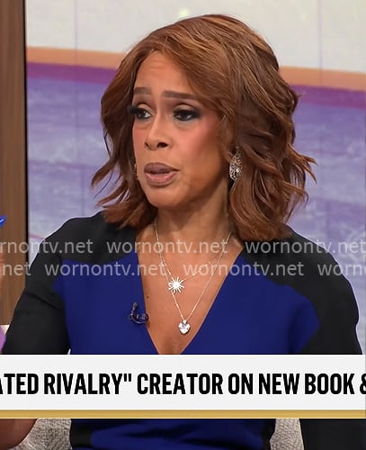 Gayle King’s blue and black colorblock dress on CBS Mornings Gayle King’s blue and black colorblock dress on CBS Mornings