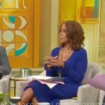 Gayle King’s blue ribbed v-neck dress on CBS Mornings Gayle King’s blue ribbed v-neck dress on CBS Mornings
