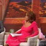 Gayle King’s pink scoop neck rib knit dress on CBS Mornings Gayle King’s pink scoop neck rib knit dress on CBS Mornings