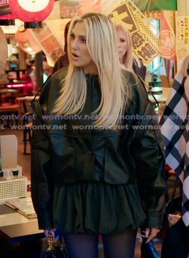 Gina's black leather jacket on The Real Housewives of Orange County