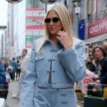 Gina’s blue denim jacket and pants on The Real Housewives of Orange County Gina’s blue denim jacket and pants on The Real Housewives of Orange County