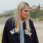 Gina’s blue New York jacket on The Real Housewives of Orange County Gina’s blue New York jacket on The Real Housewives of Orange County