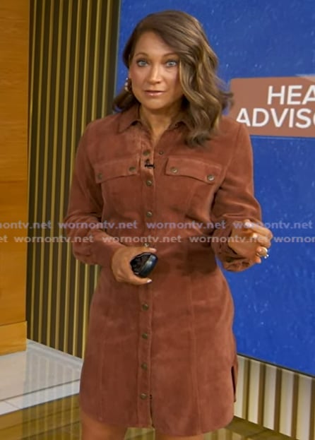 Ginger's brown corduroy dress on Good Morning America