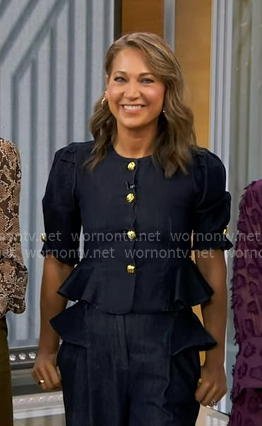 Ginger’s peplum denim jacket and jeans on Good Morning America
