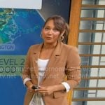 Ginger’s tan layered blazer on Good Morning America Ginger’s tan layered blazer on Good Morning America