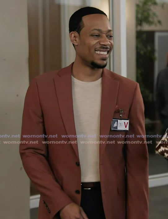 Gregory's brown blazer on Abbott Elementary