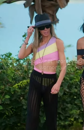 Hailey’s striped cutout swimsuit on The Real Housewives of New York City Hailey’s striped cutout swimsuit on The Real Housewives of New York City