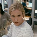 Hannah’s striped puff-sleeve sweater on Chicago Med Hannah’s striped puff-sleeve sweater on Chicago Med