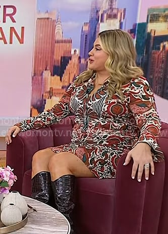 Heather McMahan’s brown printed shirtdress on Today