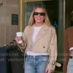 Heather's beige crop trench jacket on The Real Housewives of Salt Lake City