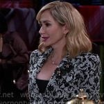 Heather’s grey floral blazer on Beyond the Gates Heather’s grey floral blazer on Beyond the Gates