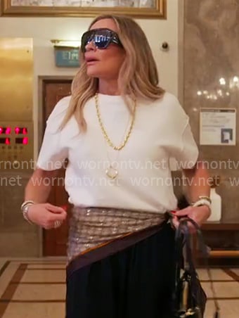 Heather’s metallic printed scarf on The Real Housewives of Salt Lake City Heather’s metallic printed scarf on The Real Housewives of Salt Lake City