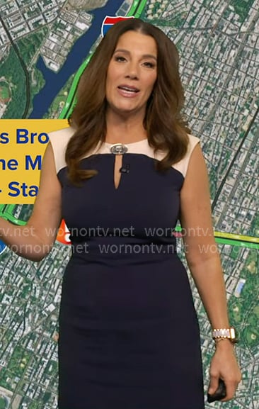 Heather's navy colorblock keyhole dress on Good Morning America