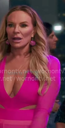 Heather’s pink butout bodysuit and sheer skirt on The Real Housewives of Salt Lake City Heather’s pink butout bodysuit and sheer skirt on The Real Housewives of Salt Lake City