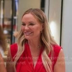 Heather’s red twisted wrap dress on The Real Housewives of Salt Lake City