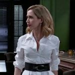 Heather’s white peplum shirt on Beyond the Gates Heather’s white peplum shirt on Beyond the Gates