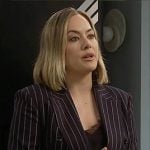 Hope’s navy pinstripe suit on The Bold and the Beautiful