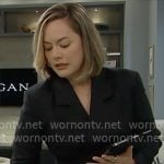 Hope's pinstripe blazer dress and hoop earrings on The Bold and the Beautiful