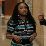 Janine's blue striped top and skirt on Abbott Elementary