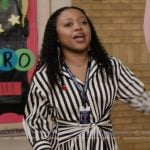 Janine’s striped tie front shirtdress on Abbott Elementary