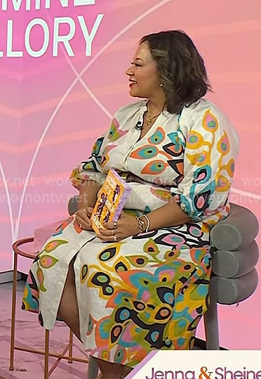 Jasmine Guillory’s beige printed shirtdress on Today