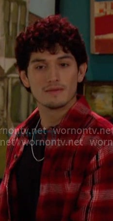 Javi’s red plaid shirt on Days of our Lives Javi’s red plaid shirt on Days of our Lives