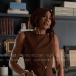Jax’s brown belted sleeveless top on Reasonable Doubt