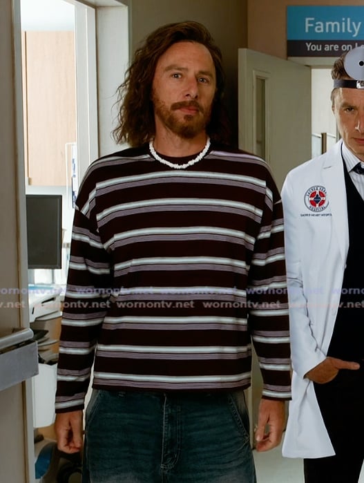 JD’s striped long sleeve shirt on Scrubs JD’s striped long sleeve shirt on Scrubs