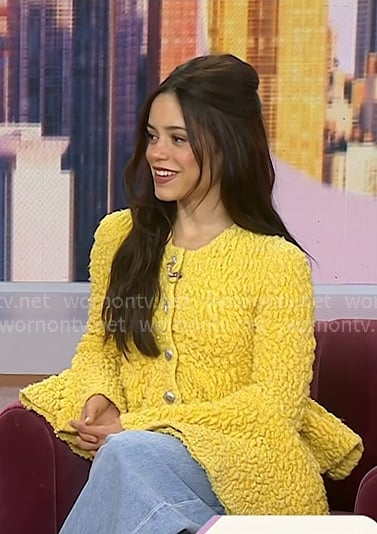 Jenna Ortega’s yellow textured peplum jacket on Today